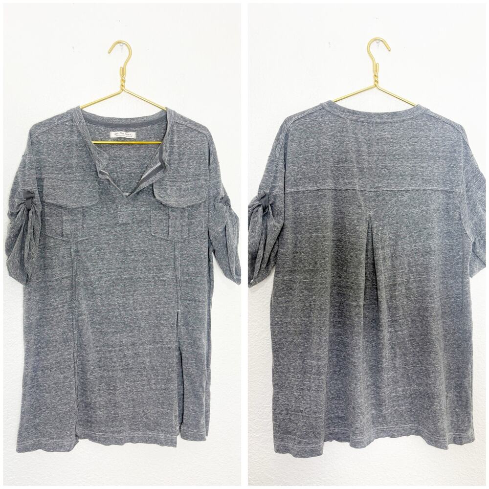 Free People We The Free Gray Oversized Tunic Pockets Size Small Heathered